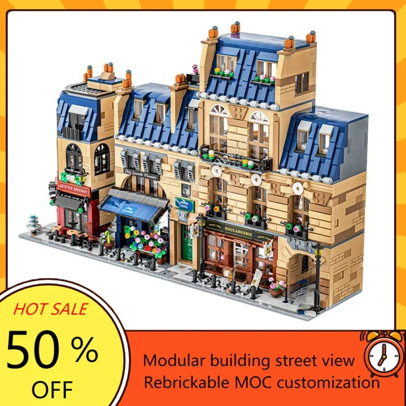 3532PCSHot Selling Parisian Street Modular MOC-910032 Creative street view Model Custom Puzzle Architecture Model Toys Gift