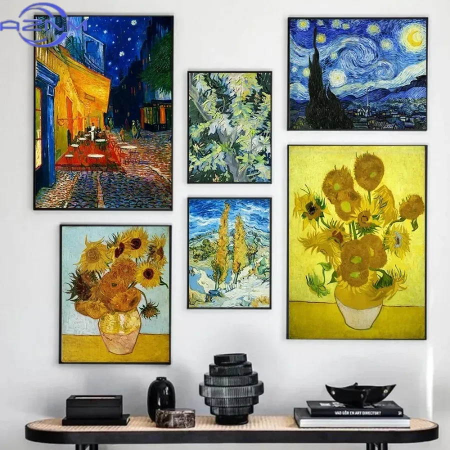 Canvas Painting Wall Picture Print Van Gogh Masterpiece Poster Abstract Garden Almond Blossoms Starry Night Room Home Decor