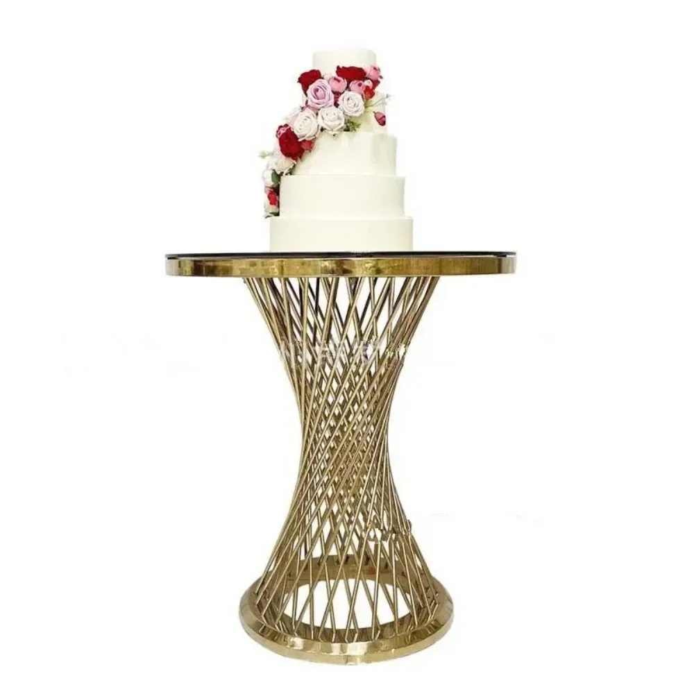 Upscale Wedding Decoration Small Waist Dessert Table Electroplated Gold Cake Rack Flower Stand Ornament for Party Site Layout