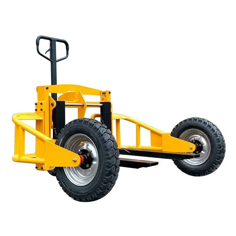 Off-road forklift pallet truck mountain manual hydraulic truck wide legs