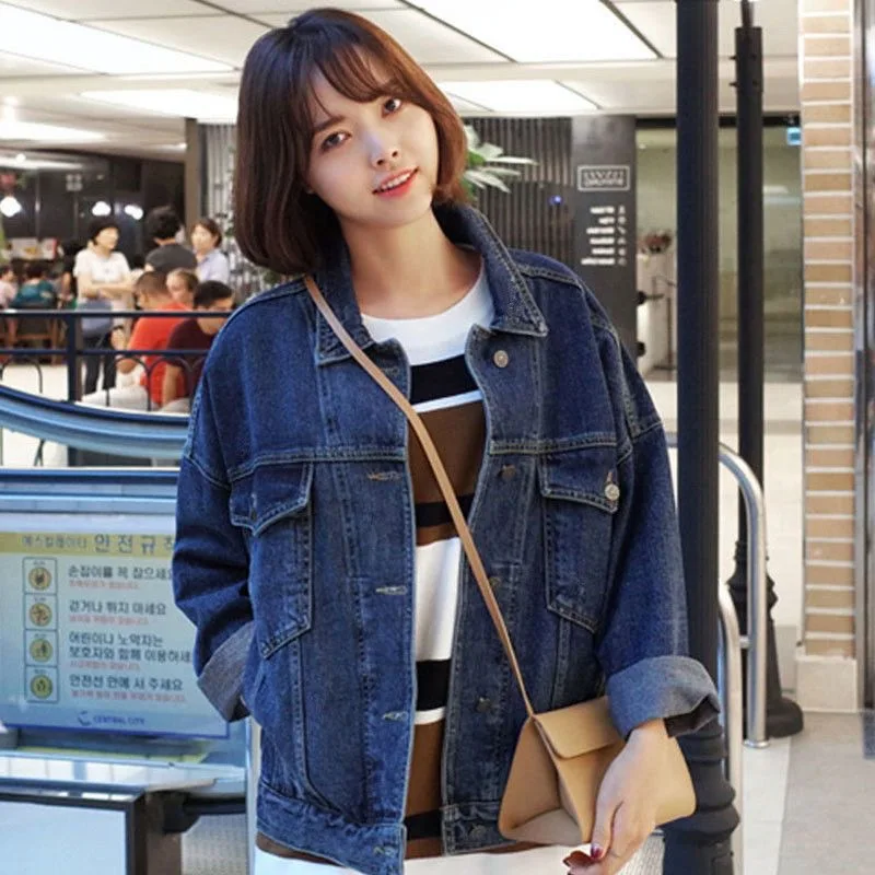 

2023 denim jacket trendy spring and autumn new Korean version loose and versatile Hong Kong style top