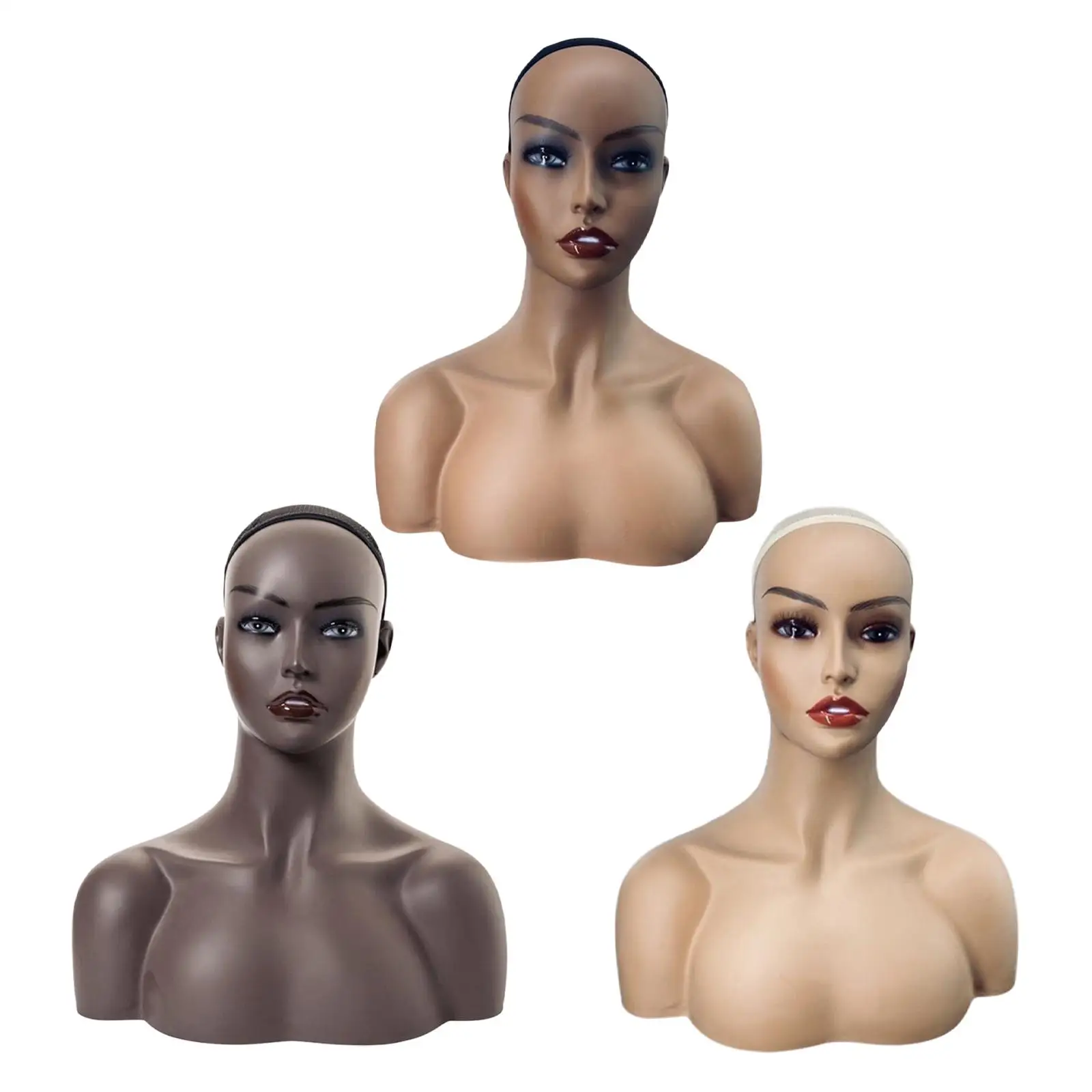 Mannequin Head with Shoulder Realistic Display Manikin Head Bust