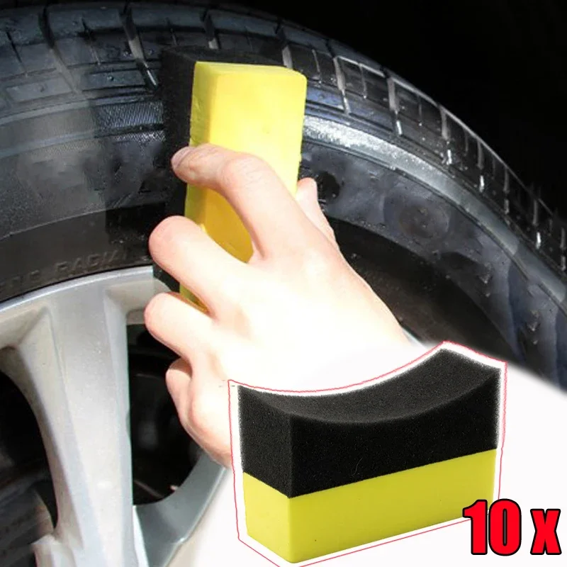 Car Wheel Polishing Waxing Sponge Brush Tire Cleaning Foam Sponge Pad Tyre Polish Detail Wash Wiper Cleaner Tool Car Accessories