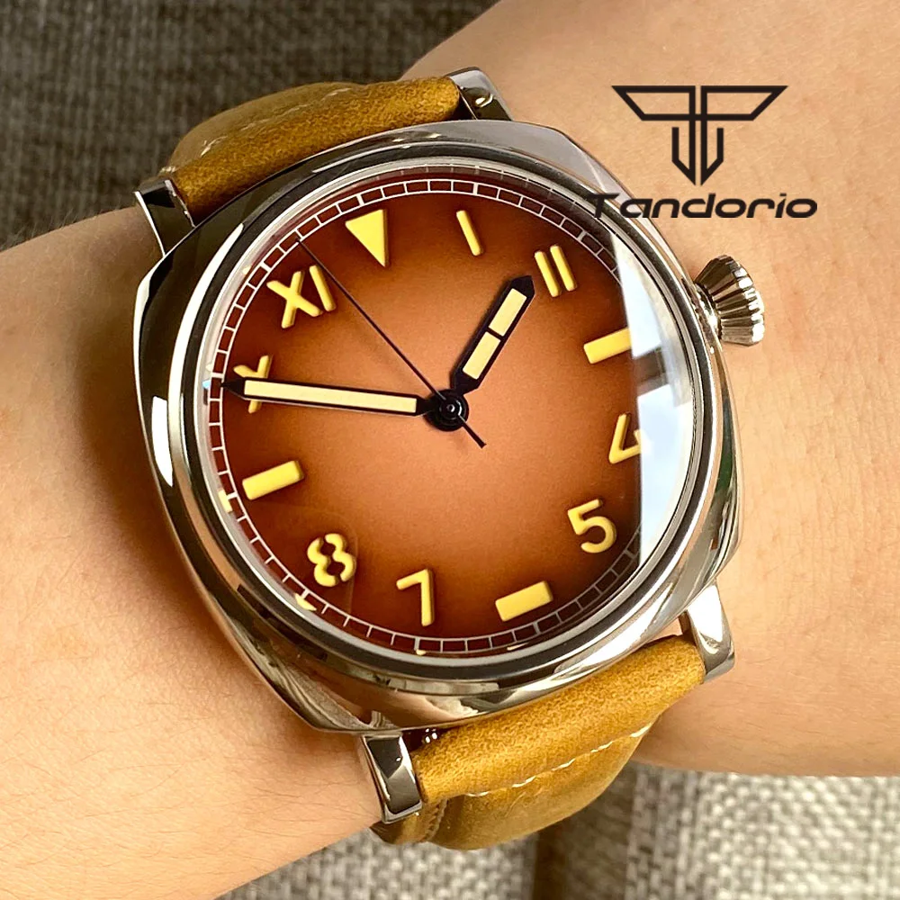 

Tandorio 200M Polished 42mm NH35A/PT5000 Square Automatic Diving Men's Wristwatch California Dial Sapphire Crystal Leather Strap