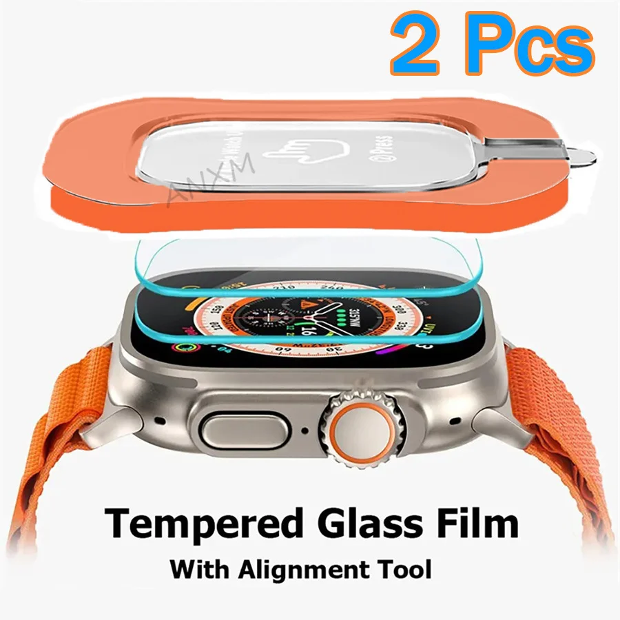 2Pcs Tempered Glass Film For Apple Watch Ultra 2 49mm With Alignment Tool Screen Protector for Watch Ultra 49mm Easy Install Kit