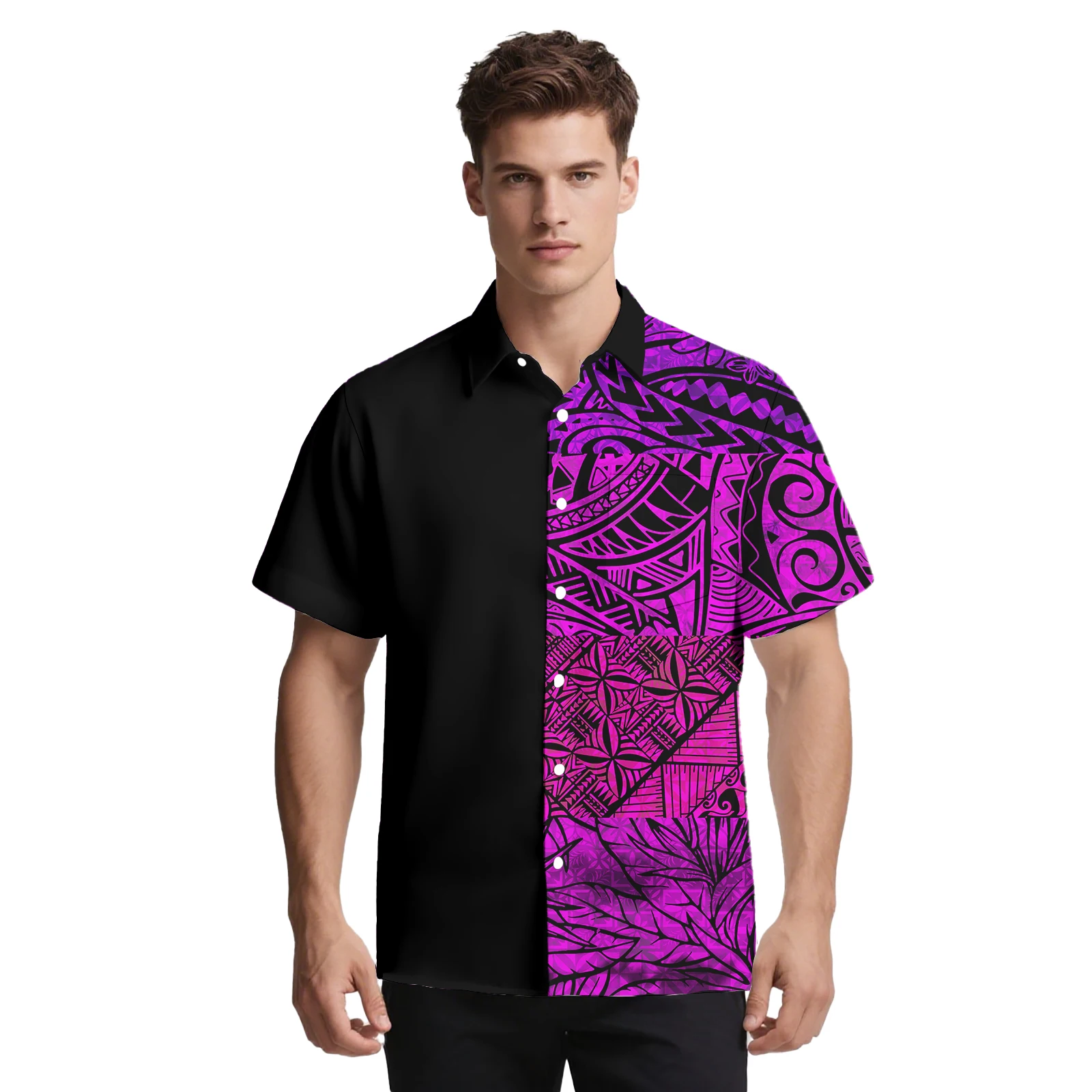 أحدث تصميم لعام 2026، صورة مخصصة، ملابس رجالية غير رسمية، نمط قبلي ساموا، جيب للرجال، قميص هاواي ألوها، قميص بولينيزي للرجال #6