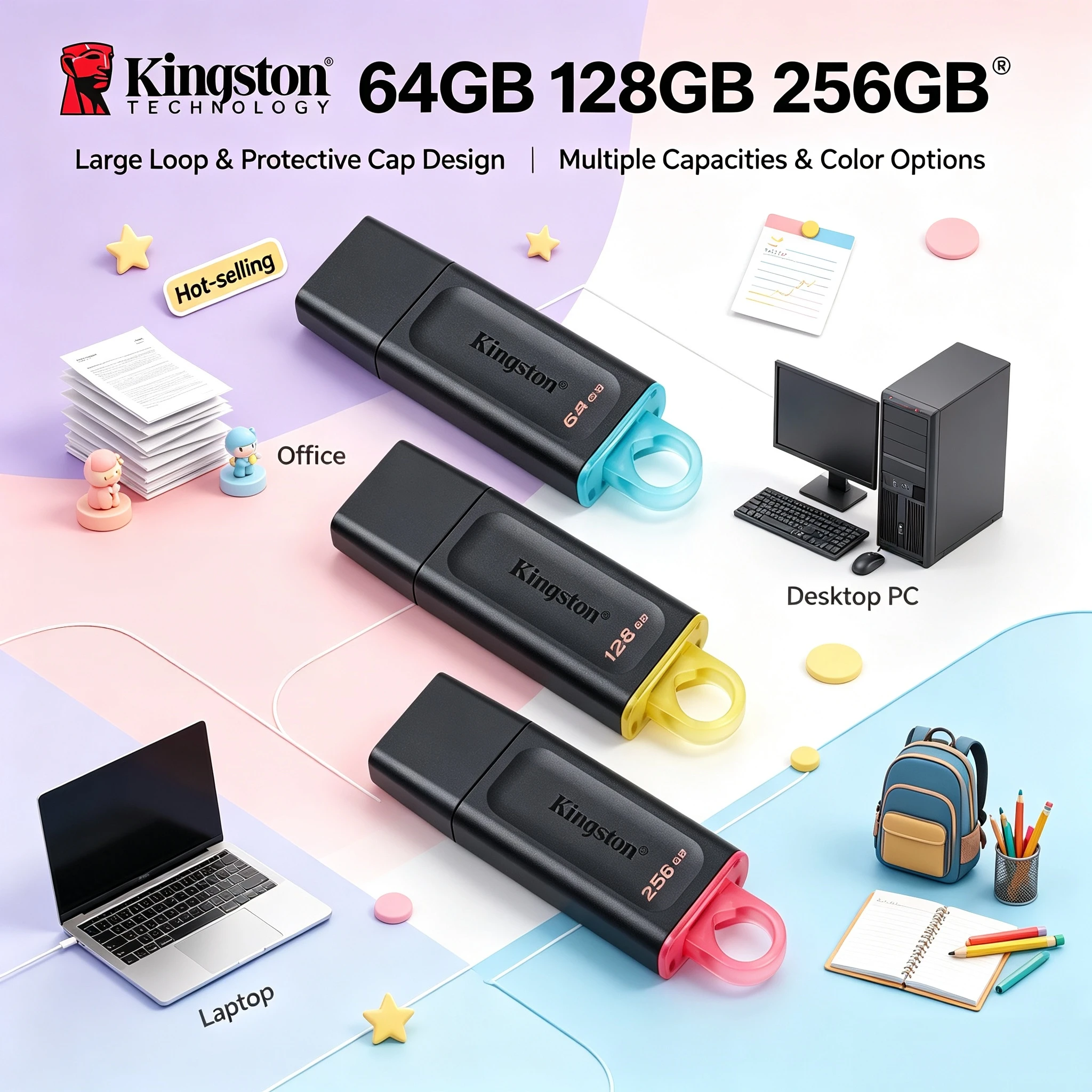 Kingston Mini Key DTX USB 32 Gen1 Flash Drive 32GB 64GB 128GB 256GB Memory Stick for Desktop Laptop Computer Pro Storage
