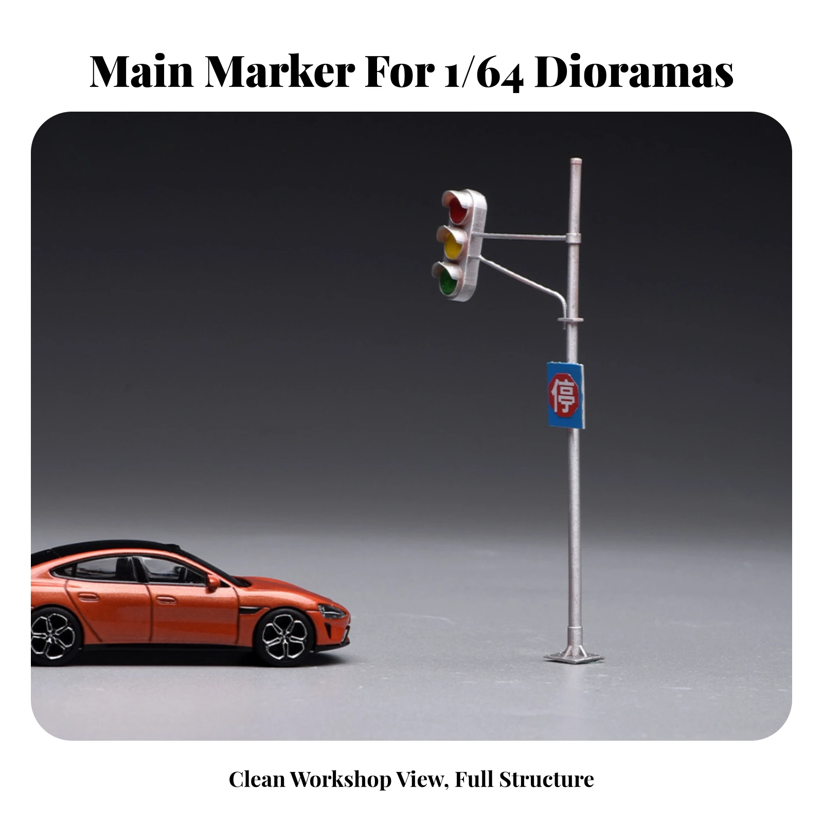 Miniature Traffic Light with Road Sign Compact Scale Model Traffic Light Road Sign Toys Small for Hobbyists, Dioramas