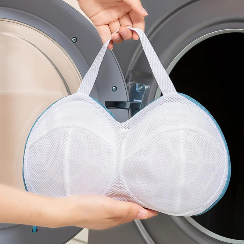 Faltbarer Wäschebeutel mit Reißverschluss aus Polyester-Netzstoff, verformungsfrei, Waschmaschinenschutz für Dessous, Unterwäsche, Sport-BHs – Detail 2