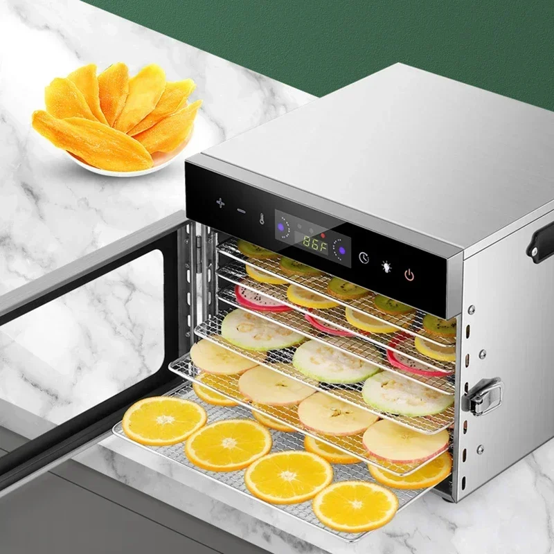 220V/110V 6 Layers Food Dehydrator Stainless Steel Fruit Vegetable Meat Beef Jerky Dryer Machine Snacks Dehydration Touch Panel