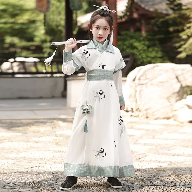 

Hanfu Robes Kids Traditional Chinese Style Swordsman Stage Cosplay Clothing Boy And Girl Japanese Samurai Ancient Folk Tang Suit