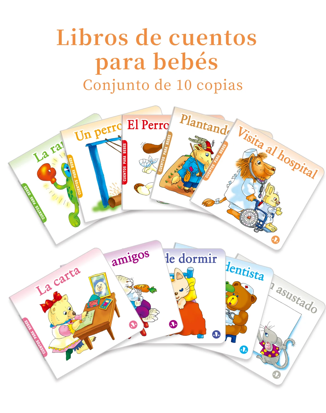 1 Set Of 10 Baby Bedtime Story Books Children's Enlightenment Puzzle Books Cute Animal illustrations Classic Stories Spanish