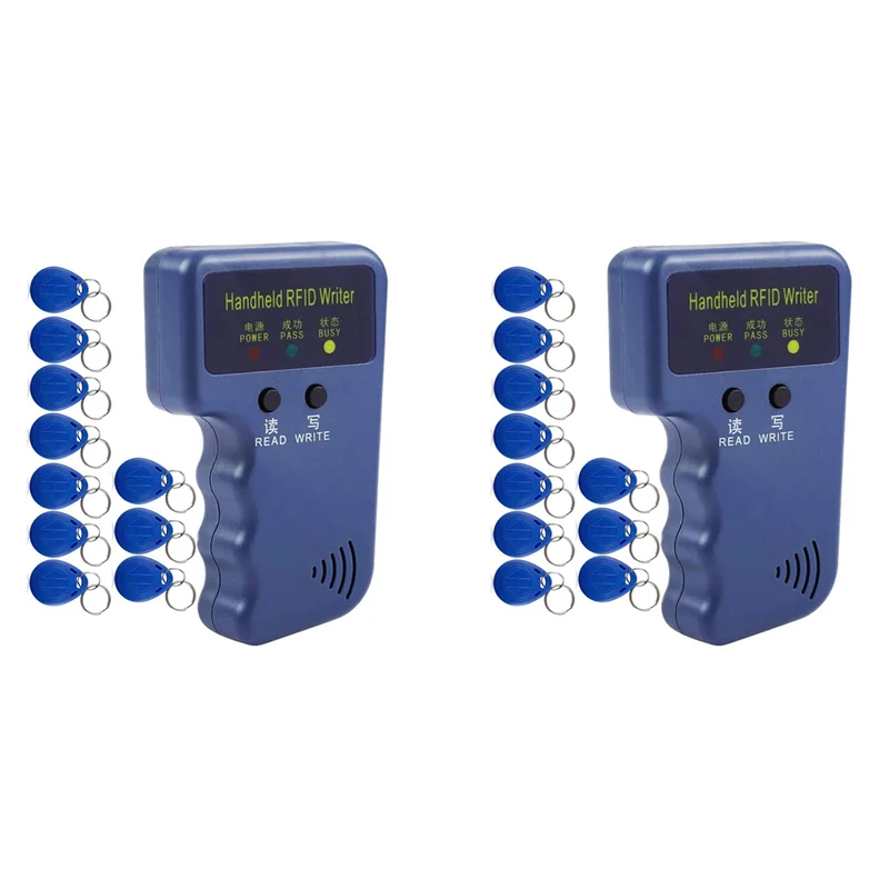 

2X Handheld 125Khz RFID Reader Writer Duplicator Copier, Upgrade ID Card Cloner Programmer, With 20Pcs Rewritable Cards-Y47A
