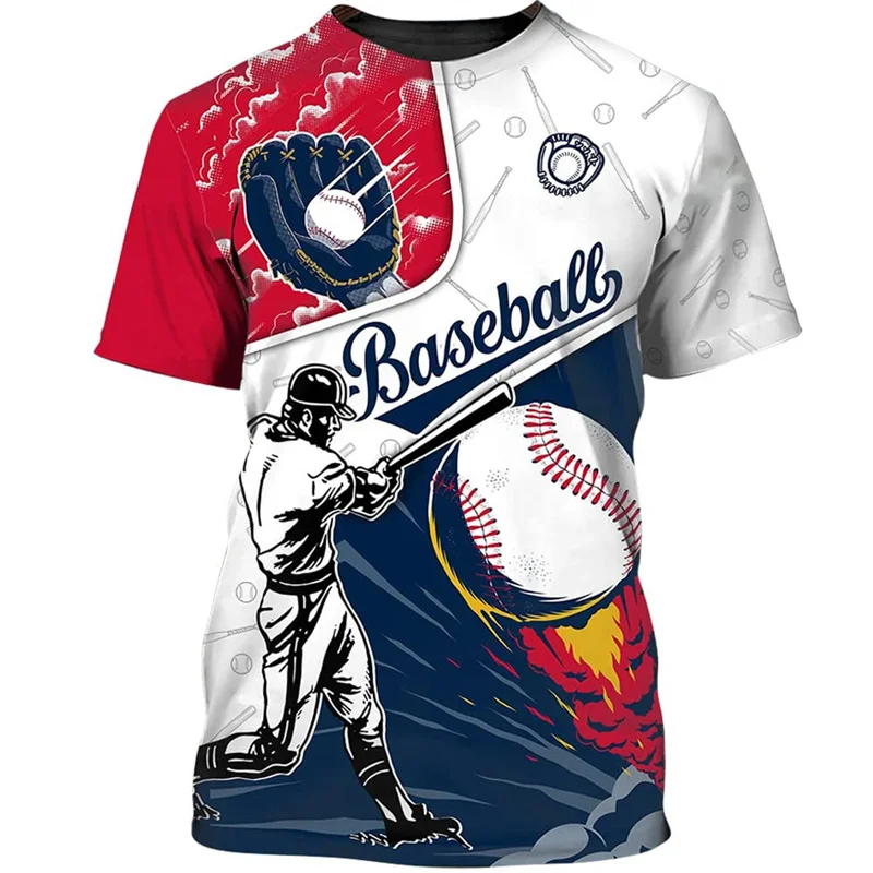 Hot Sale Baseball Pattern Printing Personality 3D Printed T-shirt Sports Softball Unisex Quick-drying Short-sleeved T Shirt Top