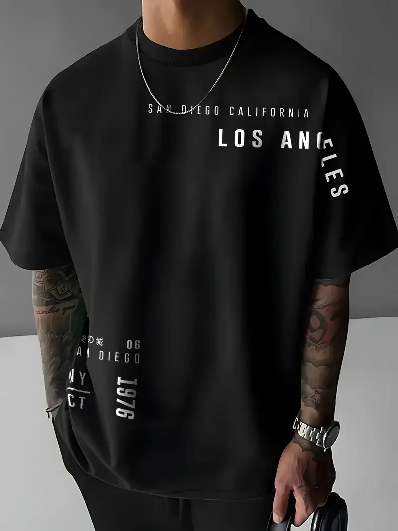 

A new men's T-shirt for the summer of 2025 featuring casual and fashionable letter prints breathable and lightweight streetwear