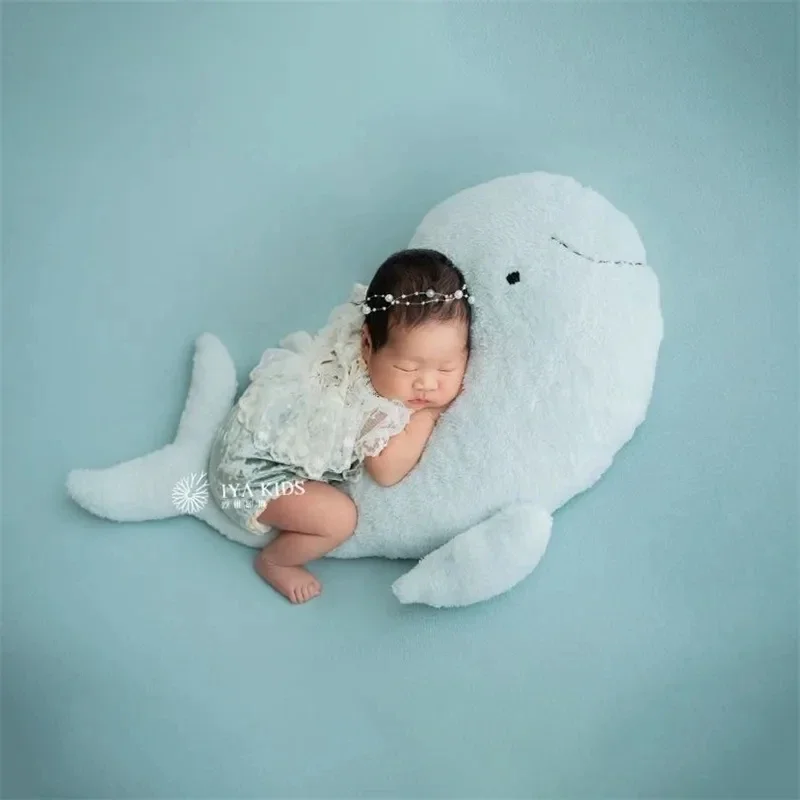 Accesorios de fotografía recién nacido muñeca ballena de peluche animales juguetes bebé foto Prop cojín foto Bebe estudio fotografía Mat