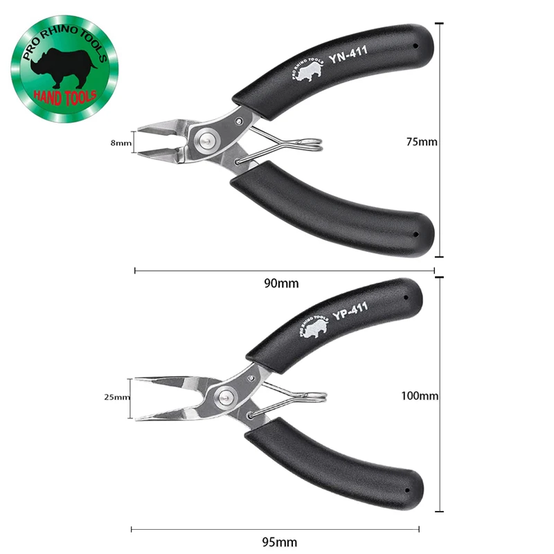 Japan RHINO Mini 4 Inch YP Toothless Needle Nose Pliers Jewelry Electronic Fishing Tackle Industry YN Oblique Wire Cutter