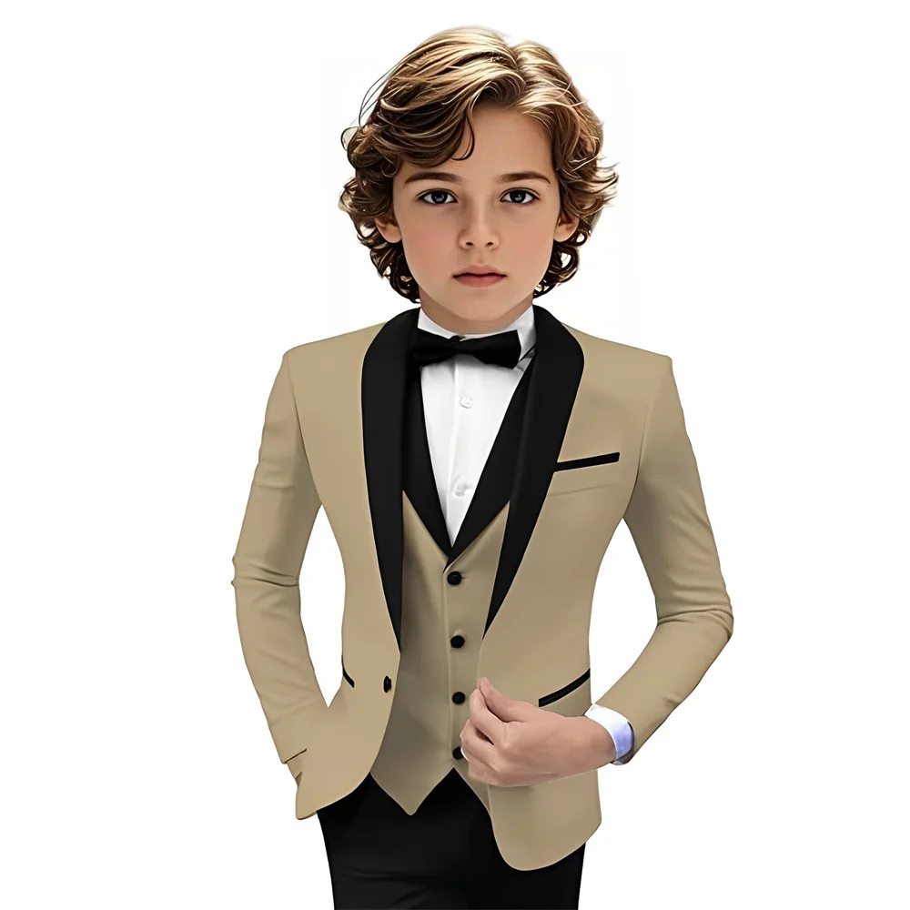 

Tuxedo Suits for Boys 3 Pieces Slim Fit Boys Formal Suit Dresswear Ring Bearer Outfit Blazer Vest Pants for Wedding Grooms