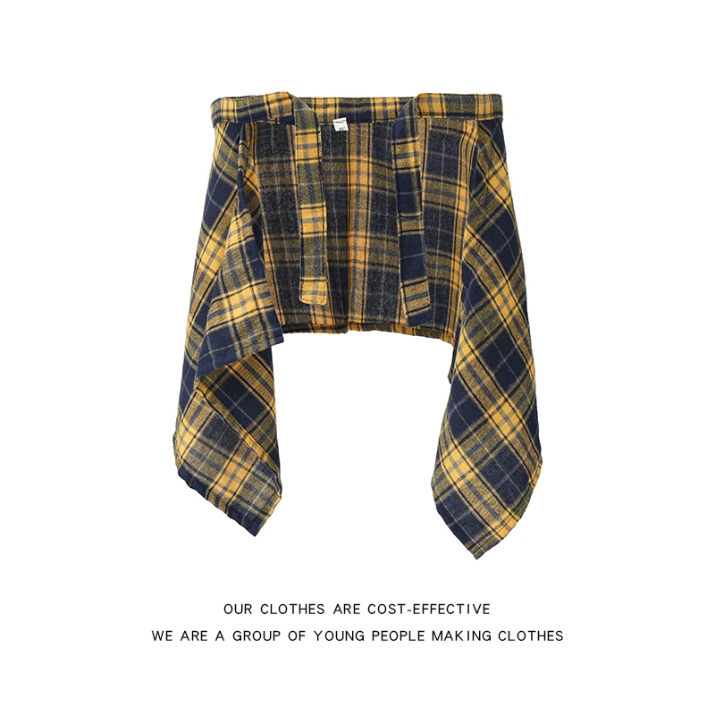 

Модный клетчатый пояс-накидка в стиле High Street с ремнем, унисекс, для хип-хоп образов, для многослойных образов, пояс-юбка, лето 2025