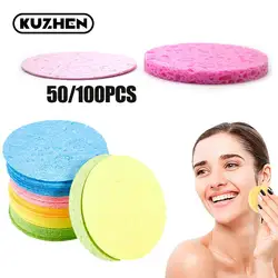 Wholesale 50/100PCS Compressed Natural Cellulose Facial Cleansing Sponge