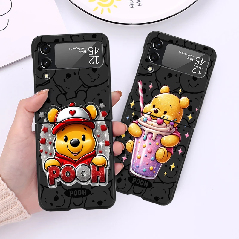 Winnie The Pooh Cool Case for Samsung Galaxy Z Flip 6 4 3 5 5G Flip Shockproof 6.7 Inches Black Hard PC ZFlip 4 Phone Cover