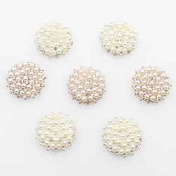 TYNUOMI 20MM 10Pcs Metal Pearl Button Jewelry Sewing Holiday Decoration Diy Flatback Embellishments Dress Decoration Accessories