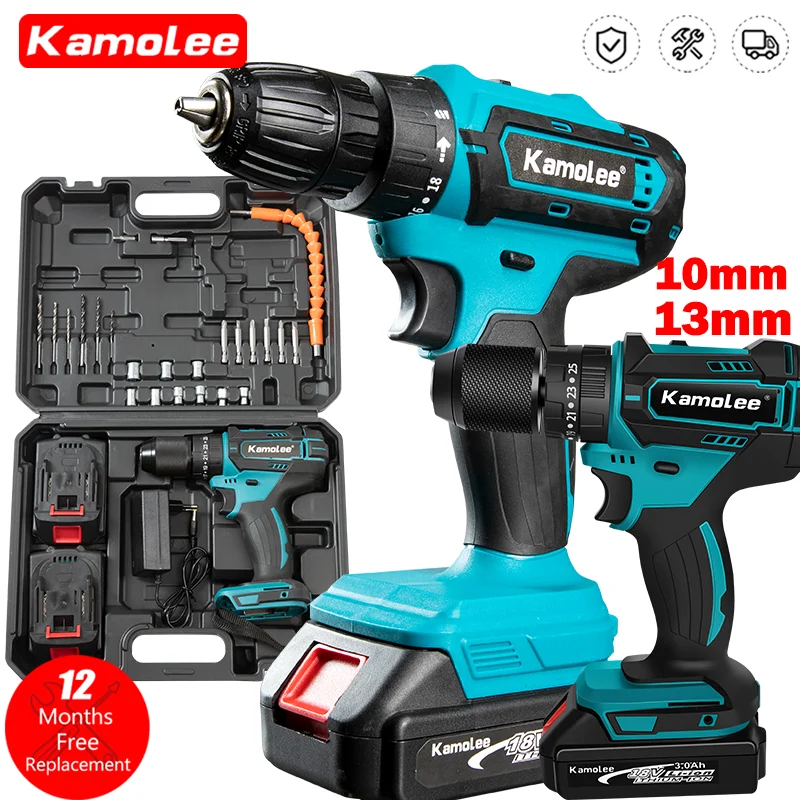 Broca de Impacto sem Fio Escovada Elétrica Chave de Fenda Elétrica Ferramentas Elétricas Faça Você Mesmo para Makita Bateria 18v Kamolee 10 mm 13 mm