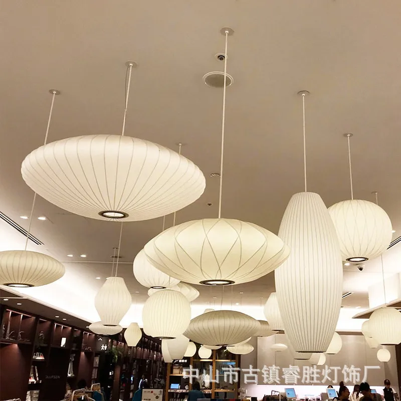 

Silk chandelier retro style restaurant lighting fabric store milk tea shop catering work lamp soft decoration project foreign