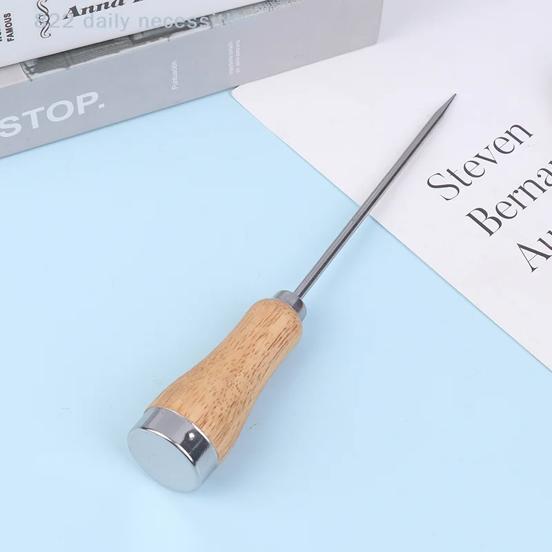 convenientIce Pick Ice Icing Breaker Wooden Handle Stainless Steel Ice Pick Punch Crusher Cocktail Stick Fruit Bar Kitchen Tool