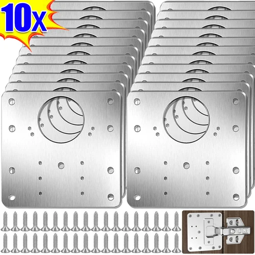 스테인레스 스틸 힌지 수리 플레이트 키트, 캐비닛 가구 서랍 테이블 힌지 장착 플레이트, 나사 플랫 고정 브래킷 