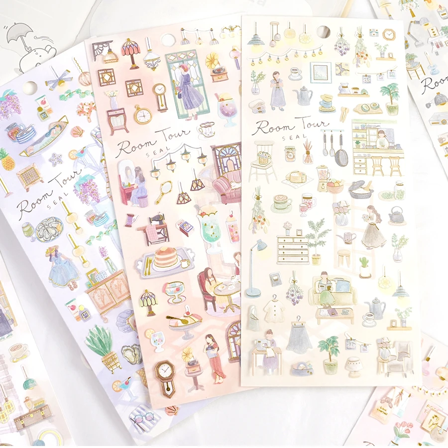 Girls Daily Life Stickers Scrapbooking Diy Journal Stationery Sticker Sheet Aesthetic Deco Art Supplies Gift