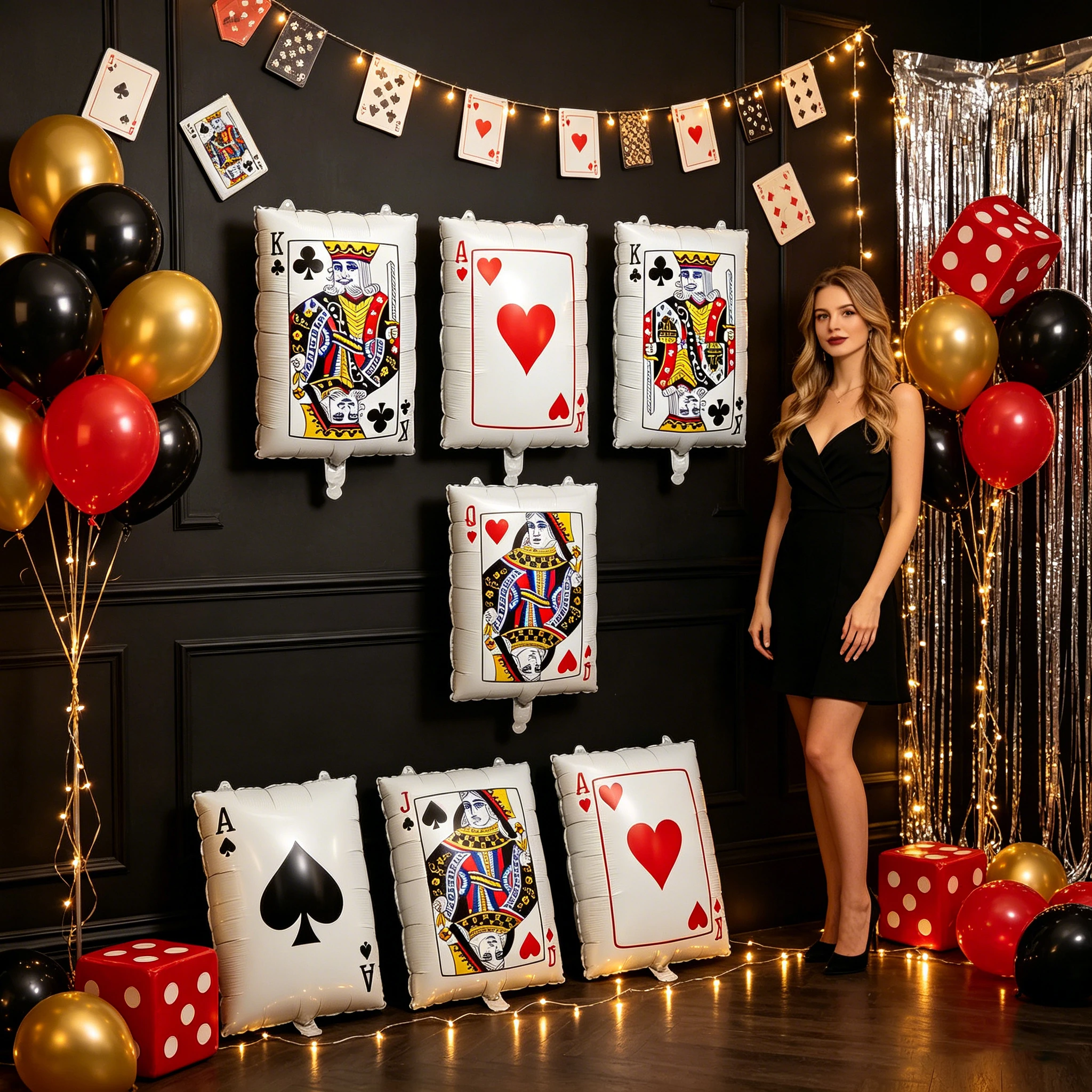 Playing Card Shaped Foil Balloon Set, for Casino Night, Game Night, Poker Tournament & Adult Themed Party Decor, Pack of 6 view 5