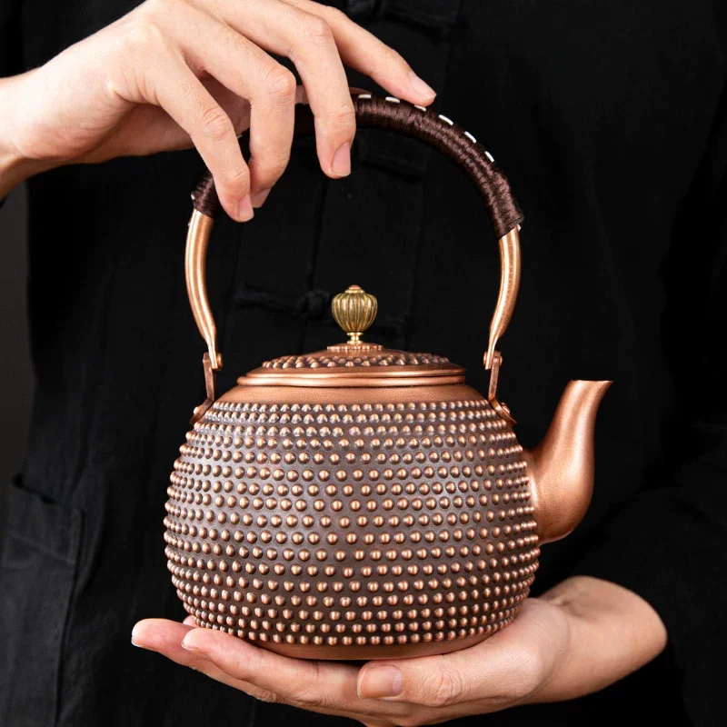 

Медный чайник ручной работы из чистой меди для кипячения воды, традиционный китайский чайный набор, нагреватель для горячей воды