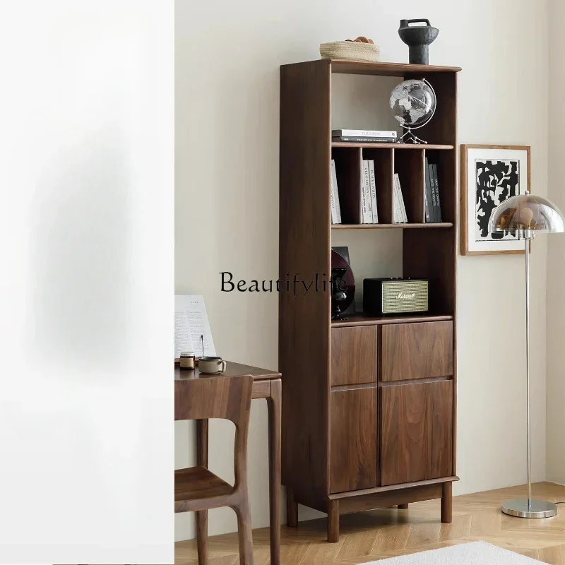

D3305-North American black walnut solid wood bookshelf Nordic bookcase all solid wood Japanese shelf