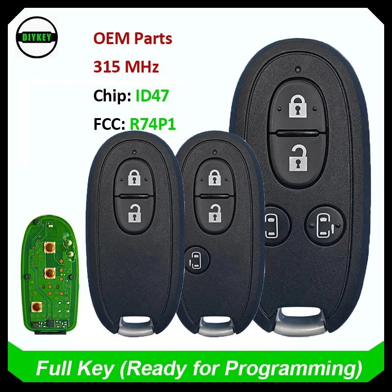 DIYKEY Original Smart Card Remote Key Fob 2/3/4B For Suzuki Alto Wagon Hustler 315MHz PCF7953 / HITAG 3 / 47 Chip FCC: R74P1