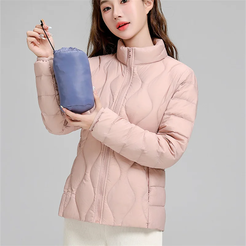 

2024 New Autumn Winter Light Thin White Duck Down Coat Women Warm Down Jacket Ladies Stand Collar Bigsize Puffer Parkas Outwears