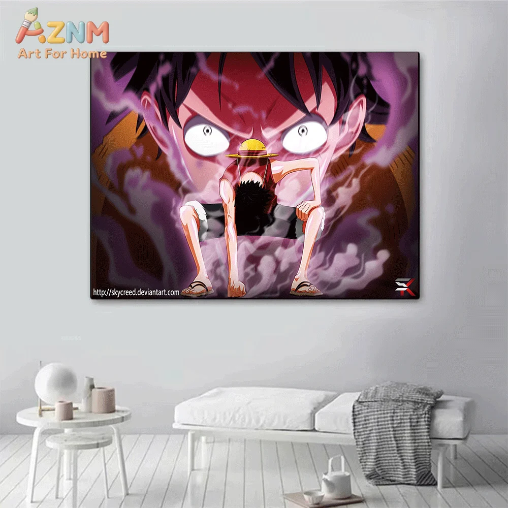 AZNM One Piece Anime Canvas Wall Art Trafalgar Law Luffy Usopp Shanks Nami Character Print Unframed Canvas Poster for Bedroom view 3