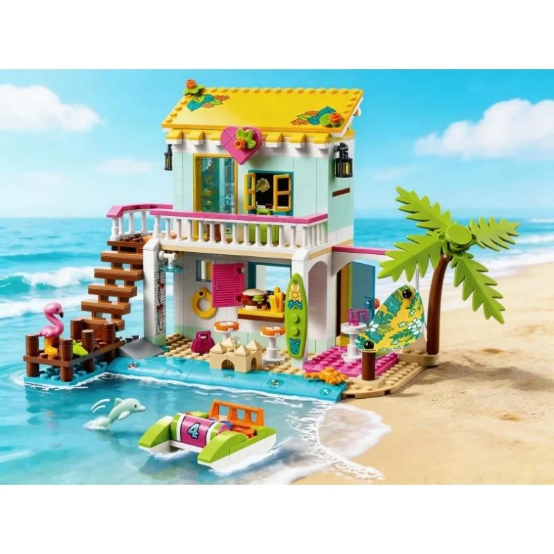 

2026 New creative famous products seaside church building block model beach party toy building block adult Christmas Day gift