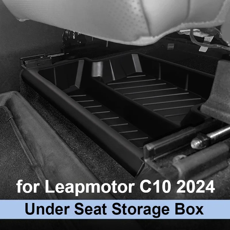 For Leapmotor C10 2024-2026 Storage Front Lower Box Case Under Seat Storage Box Drawer Type Organizer Car Interior Accessories