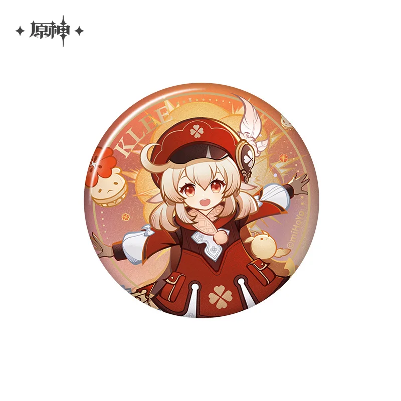 2024 Anime Genshin Impact Genius Invokation TCG Race Series Tinplate Badge Baji Klee Beidou Eula Brooch Button Official Gift