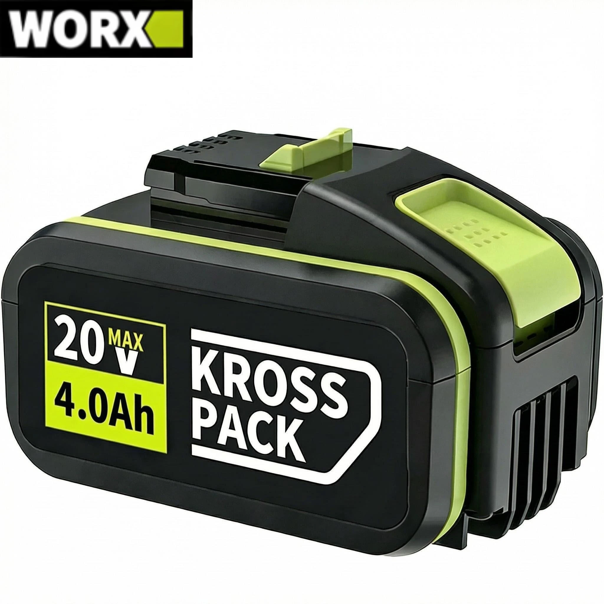 

Worx 20V max 6.0Ah lithium battery, used for replacement of Worx WA3553 WA3560 WA3578, KROSS PACK high-performance battery.