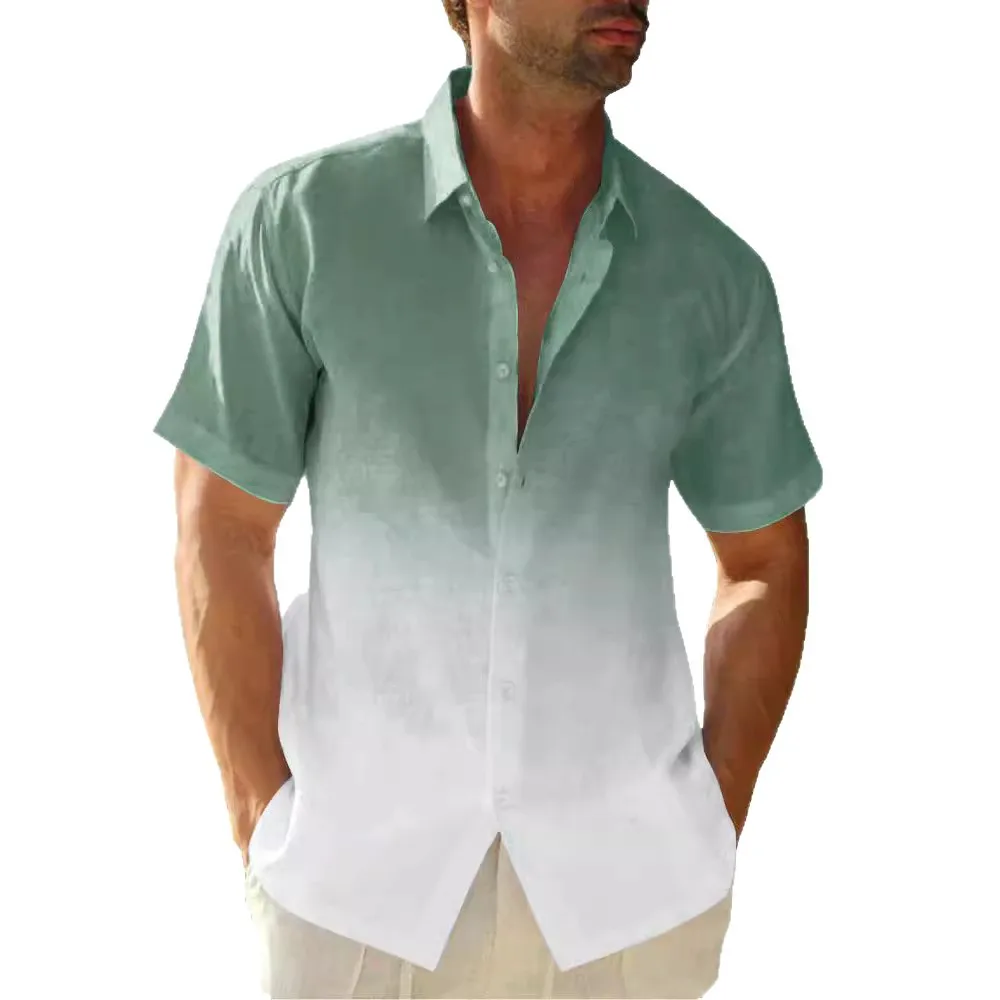 2025 Hot Selling Men's Short Sleeved Shirt with Four Sided Bounce 3D Digital Printing Hawaiian Shirt