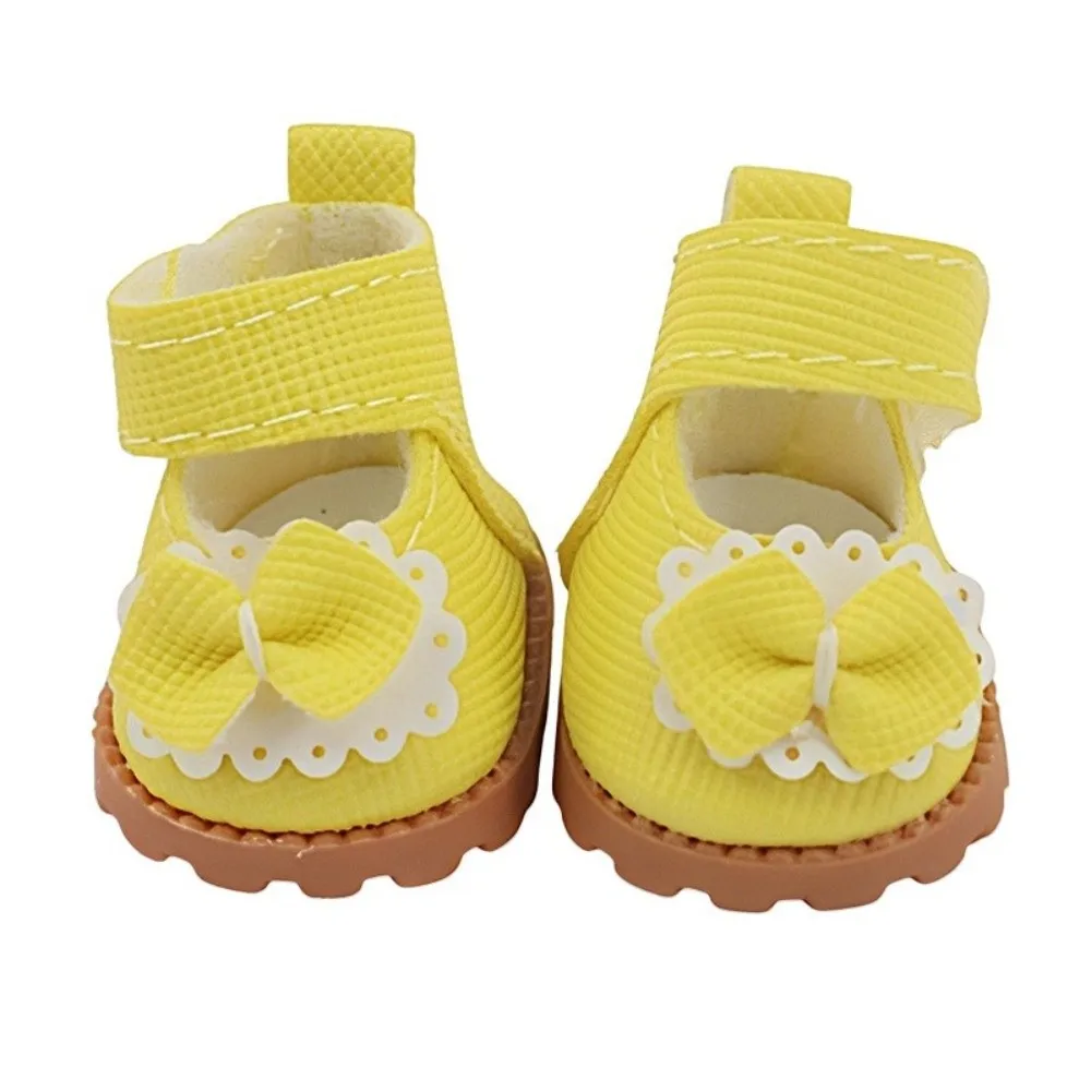 Accessories 3.5*2.3cm Doll Shoes Leather Material PU Material Leather Shoes 17cm Size Bow Tie Design PU Shoes Girl's Toys