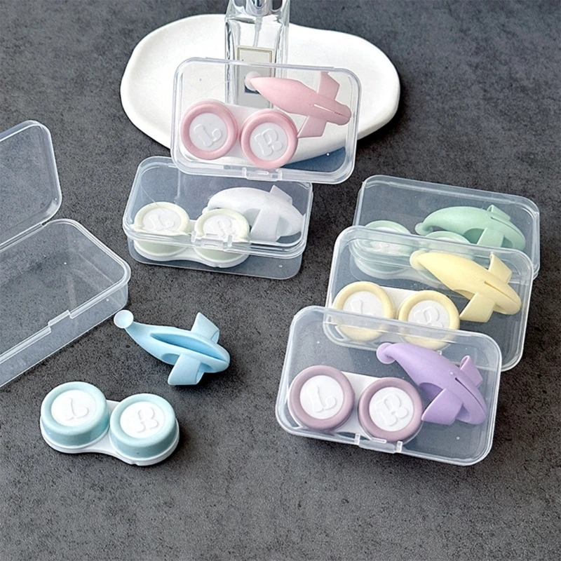 Contact Lenses Remover and Storage Case Set Contact Lenses Wearing Kits Lens Tweezers Suction Clip Travel Container for Lens