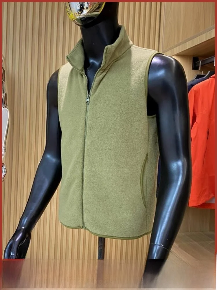 

Couple's Double-Sided Fce Vest Warm Collar Autumn Winter Pure Color Men's Women's Stand Fit Youth Faion Casual Vest