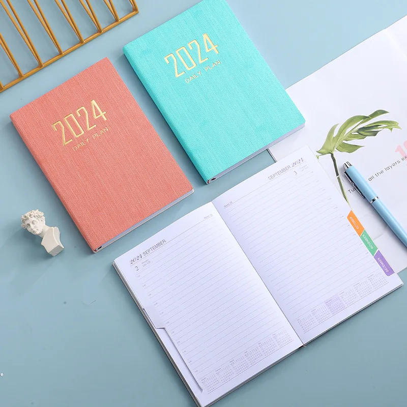 2024 A5 دفتر خطة يومية تقويم إنجليزي شهري عبر الحدود دفتر أسبوعي التقويم الدفاتر والمجلات لمكتب المدرسة