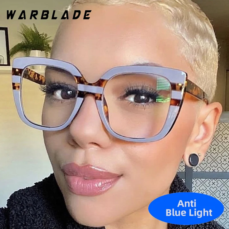 

New Fashion Brand Oversized Square Frame Anti-Blue Light Glasses For Women Men Computer Reading Eye Protection Optical Eyewear
