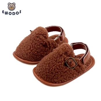 EWODOS-Zapatillas de invierno para bebés y niños, zapatos antideslizantes de forro polar Coral, suela suave, para interiores, primeros pasos