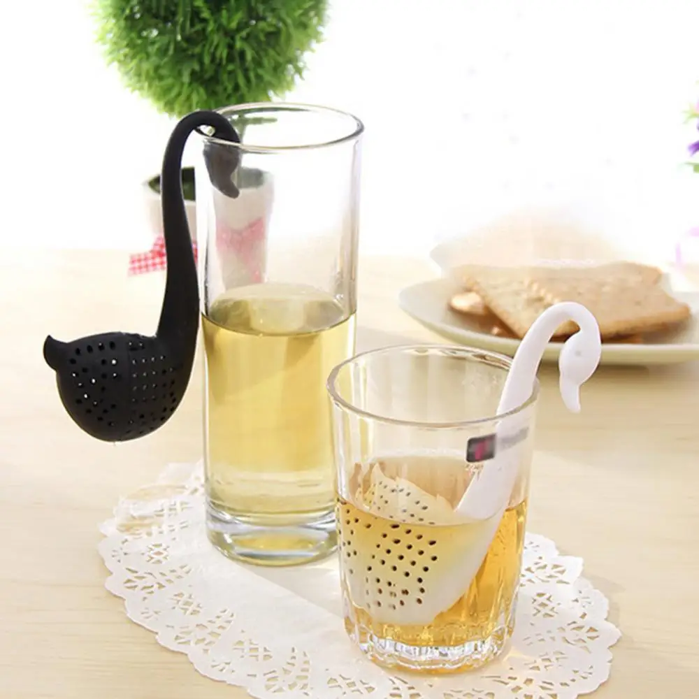 Kitchen Accessories Durable Filter Safe Strainer Tool Tea Infuser Diffuser Silicone Food-grade Swan Hangs Separator Teaware Tool