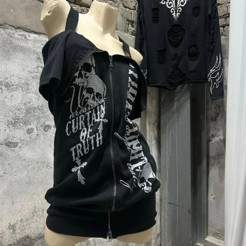

Y2k Grunge Women Aesthetic Clothes New Simple Retro Comfortable Brand Fashion Trend Pocket Zipper Popular Thin Short Original